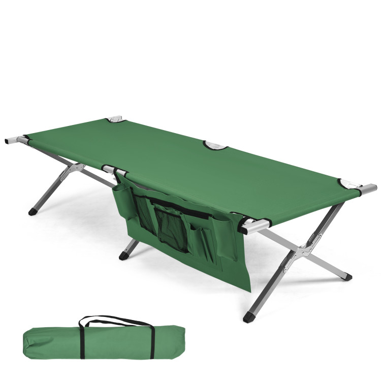 Folding Camping Cot Heavy-duty Camp Bed with Carry Bag-GreenCostway Gallery View 7 of 10