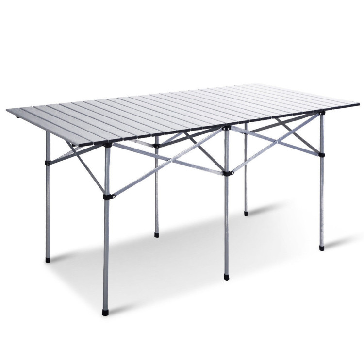 Aluminum Roll Up Folding Camping Rectangle Picnic TableCostway Gallery View 1 of 13