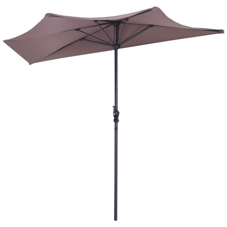 9' Half Round Patio Umbrella Sunshade without Weight BaseCostway Gallery View 1 of 9