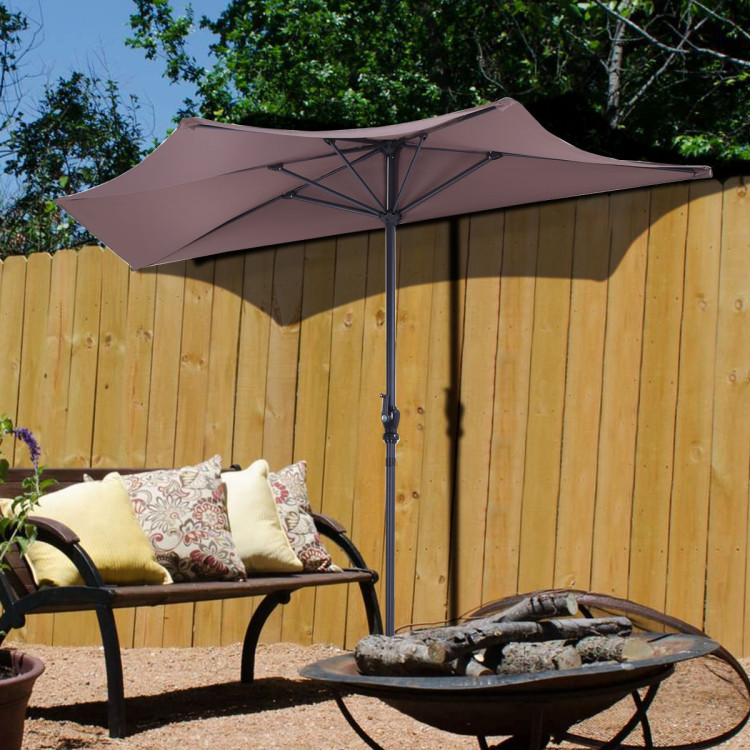 9' Half Round Patio Umbrella Sunshade without Weight BaseCostway Gallery View 2 of 9