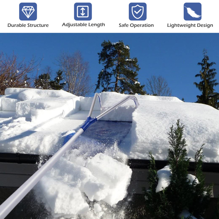 21 Feet Adjustable Aluminium Snow Roof Rake with Wheels and Oxford SlideCostway Gallery View 3 of 10