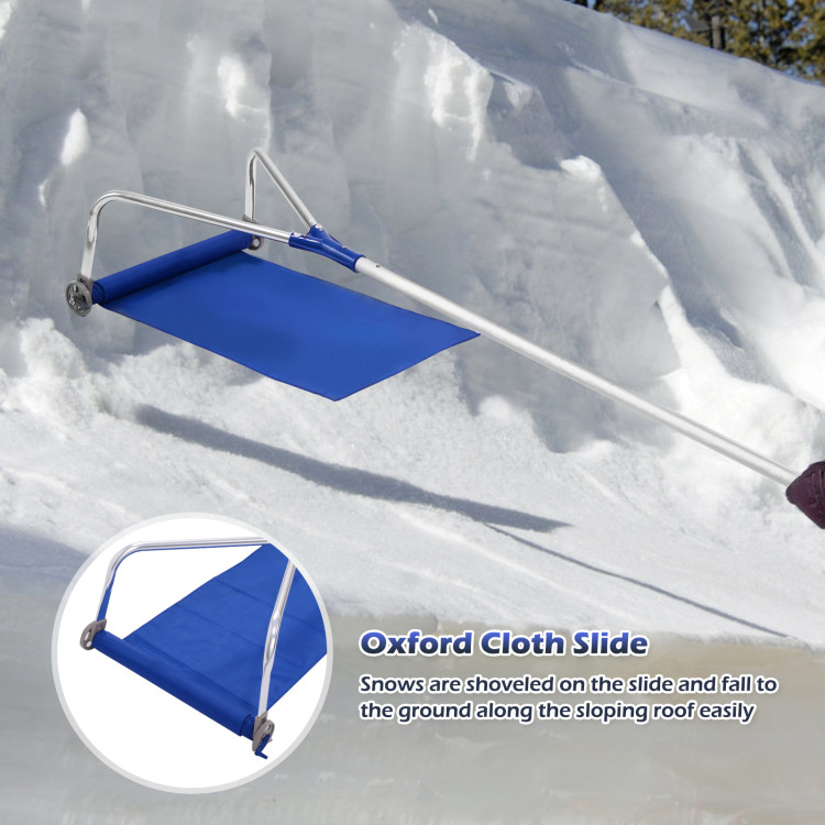 21 Feet Adjustable Aluminium Snow Roof Rake with Wheels and Oxford SlideCostway Gallery View 5 of 10