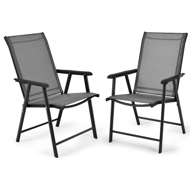 4-Pack Patio Folding Chairs Portable for Outdoor Camping-GrayCostway Gallery View 8 of 12