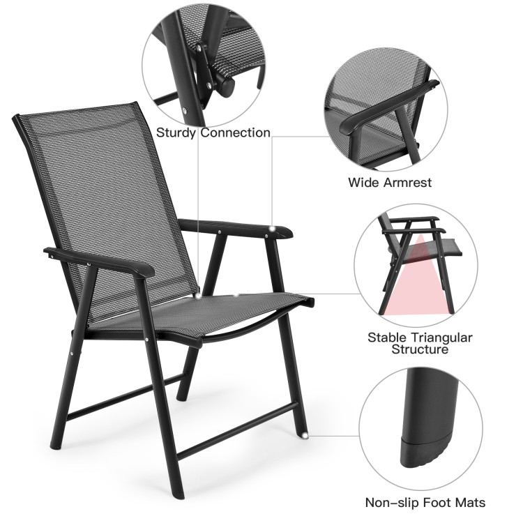 4-Pack Patio Folding Chairs Portable for Outdoor Camping-GrayCostway Gallery View 5 of 12