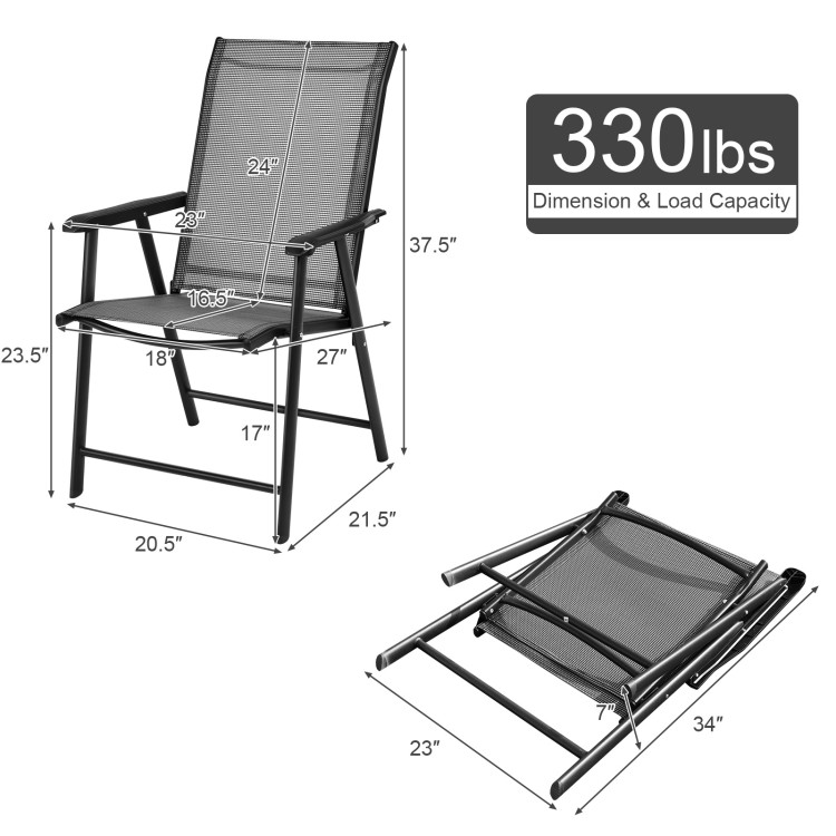 4-Pack Patio Folding Chairs Portable for Outdoor Camping-GrayCostway Gallery View 4 of 12