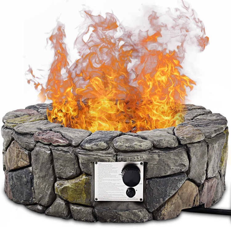 28 Inch Propane Gas Fire Pit with Lava Rocks and Protective CoverCostway Gallery View 3 of 11