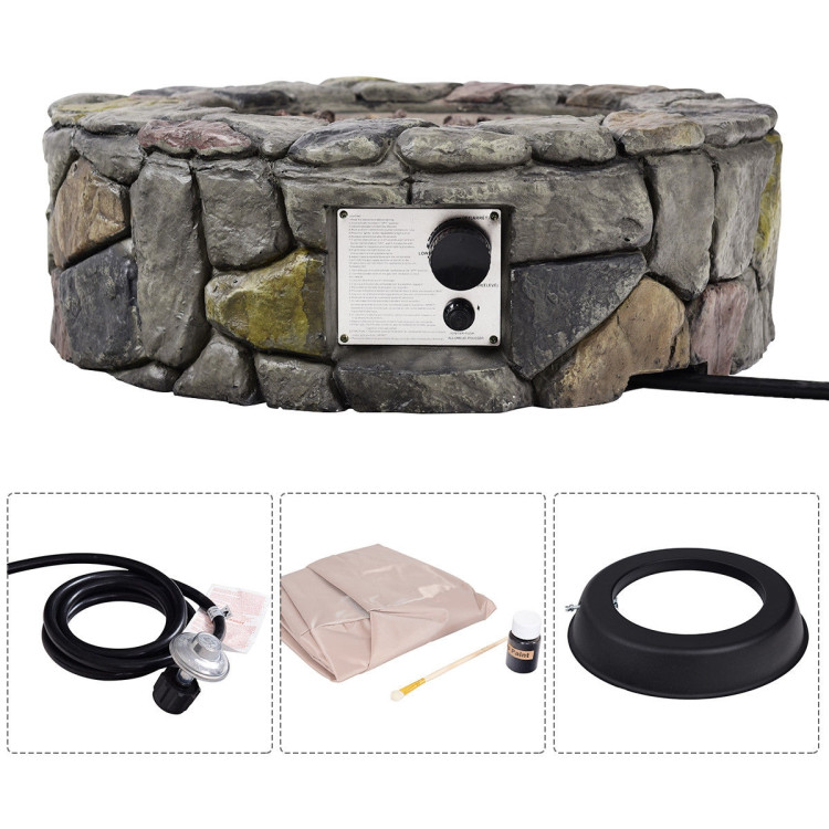 28 Inch Propane Gas Fire Pit with Lava Rocks and Protective CoverCostway Gallery View 5 of 11