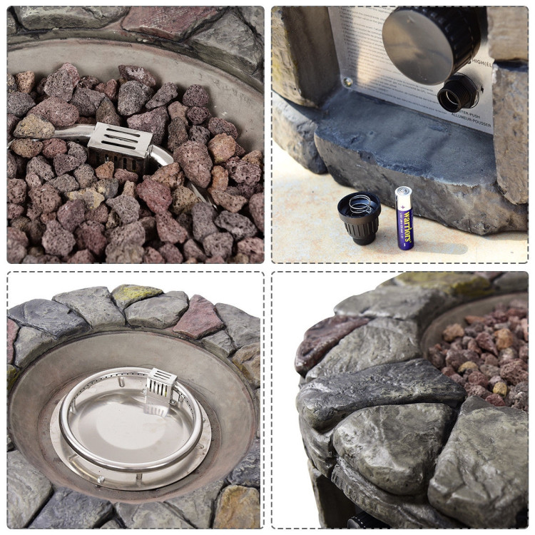 28 Inch Propane Gas Fire Pit with Lava Rocks and Protective CoverCostway Gallery View 10 of 11