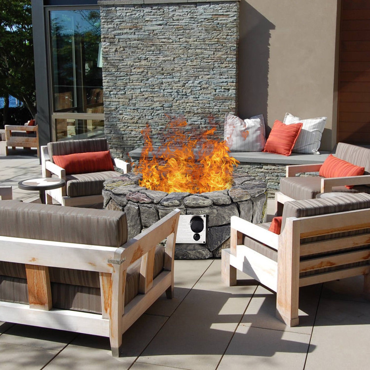 28 Inch Propane Gas Fire Pit with Lava Rocks and Protective CoverCostway Gallery View 2 of 11