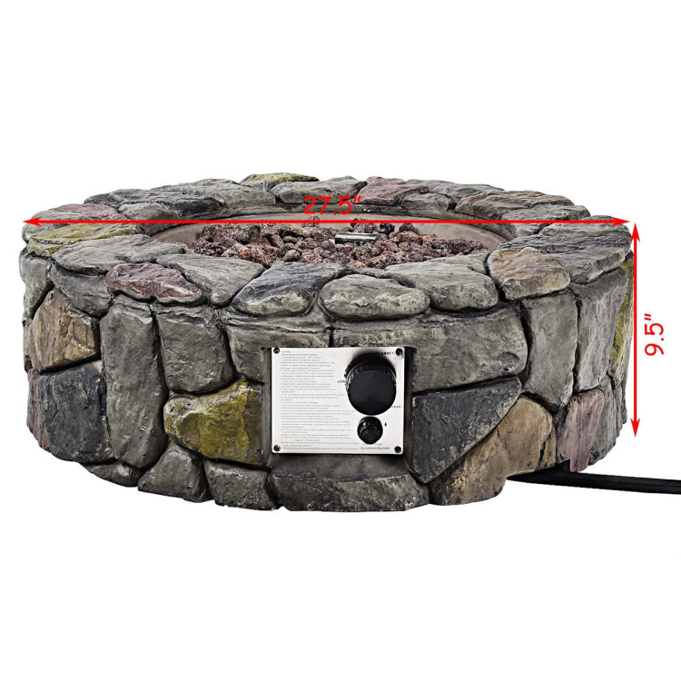 28 Inch Propane Gas Fire Pit with Lava Rocks and Protective CoverCostway Gallery View 4 of 11