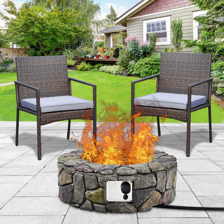 28 Inch Propane Gas Fire Pit with Lava Rocks and Protective CoverCostway Gallery View 1 of 11
