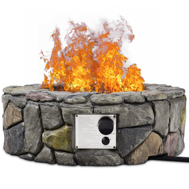28 Inch Propane Gas Fire Pit with Lava Rocks and Protective CoverCostway Gallery View 6 of 11