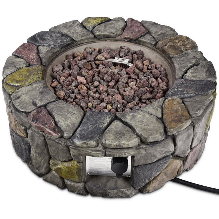 28 Inch Propane Gas Fire Pit with Lava Rocks and Protective CoverCostway Gallery View 8 of 11