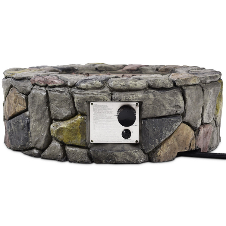 28 Inch Propane Gas Fire Pit with Lava Rocks and Protective CoverCostway Gallery View 7 of 11