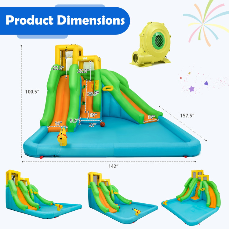 Kids Inflatable Water Park Bounce House with 480W BlowerCostway Gallery View 4 of 10