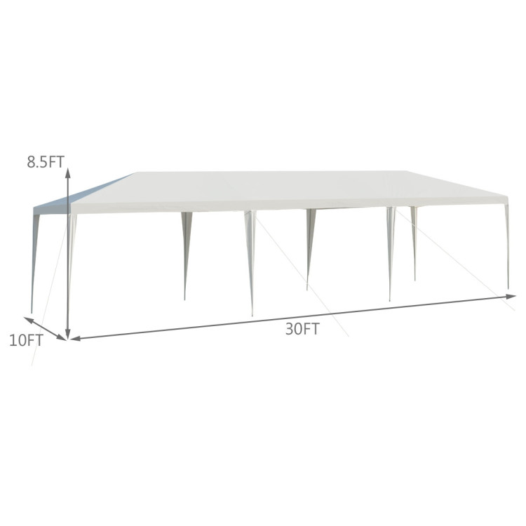 10 x 30 Feet Waterproof Gazebo Canopy Tent with Connection Stakes for Wedding PartyCostway Gallery View 4 of 12
