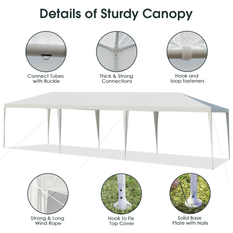 10 x 30 Feet Waterproof Gazebo Canopy Tent with Connection Stakes for Wedding PartyCostway Gallery View 3 of 12