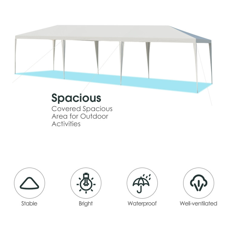 10 x 30 Feet Waterproof Gazebo Canopy Tent with Connection Stakes for Wedding PartyCostway Gallery View 5 of 12