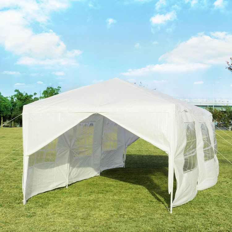 10 x 30 Feet Outdoor Canopy Tent with Side walls-WhiteCostway Gallery View 6 of 13