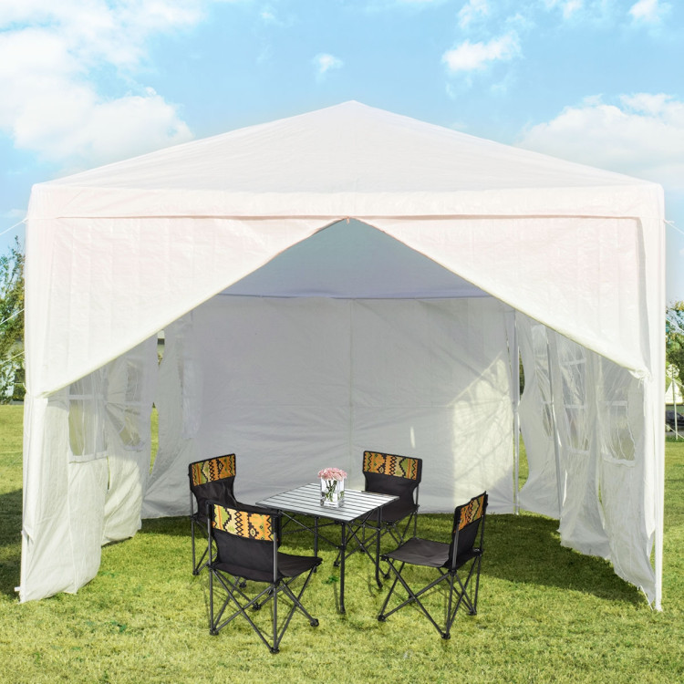 10 x 30 Feet Outdoor Canopy Tent with Side walls-WhiteCostway Gallery View 8 of 13