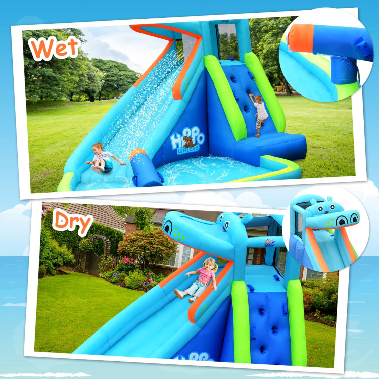 Hippo Inflatable Water Slide Bounce House with Air BlowerCostway Gallery View 10 of 13
