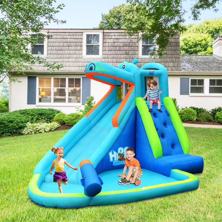Hippo Inflatable Water Slide Bounce House with Air BlowerCostway Gallery View 6 of 13