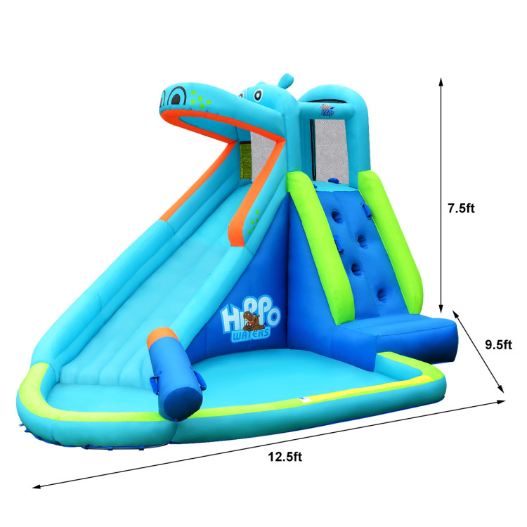 Hippo Inflatable Water Slide Bounce House with Air BlowerCostway Gallery View 4 of 13