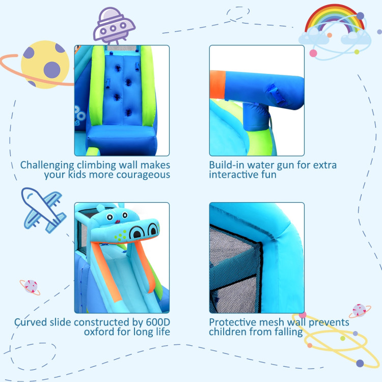 Hippo Inflatable Water Slide Bounce House with Air BlowerCostway Gallery View 9 of 13