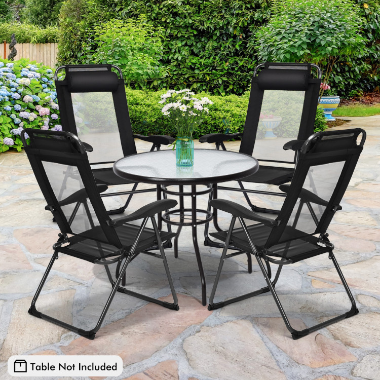 2 Pieces Patio Adjustable Folding Recliner Chairs with 7 Level Adjustable Backrest-BlackCostway Gallery View 7 of 10