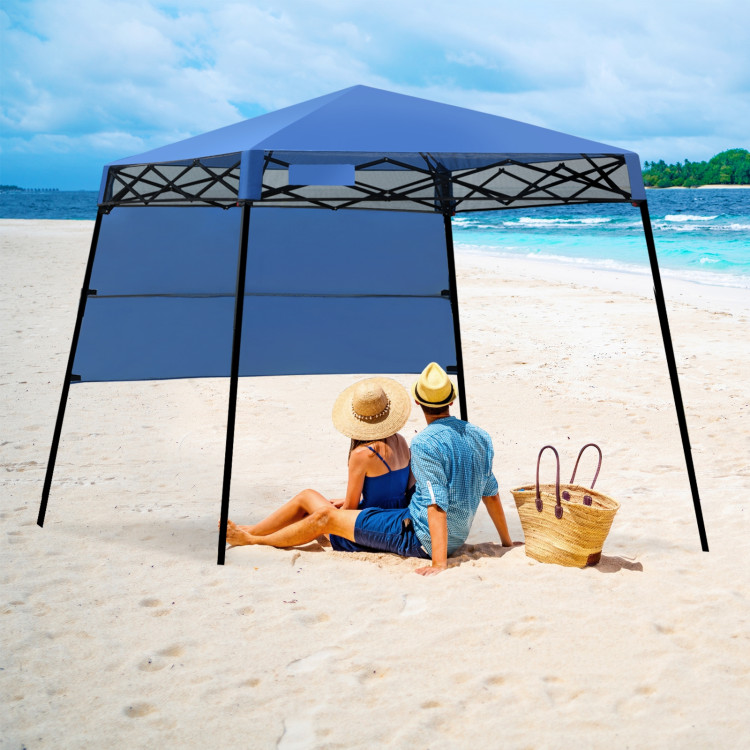 7 x 7 Feet Sland Adjustable Portable Canopy Tent with Backpack-BlueCostway Gallery View 2 of 12