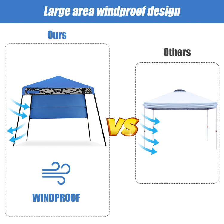 7 x 7 Feet Sland Adjustable Portable Canopy Tent with Backpack-BlueCostway Gallery View 5 of 12