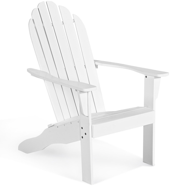 Wooden Outdoor Lounge Chair with Ergonomic Design for Yard and Garden-WhiteCostway Gallery View 1 of 18