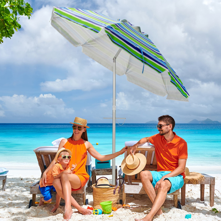 6.5 Feet Beach Umbrella with Sun Shade and Carry Bag without Weight Base-GreenCostway Gallery View 2 of 12