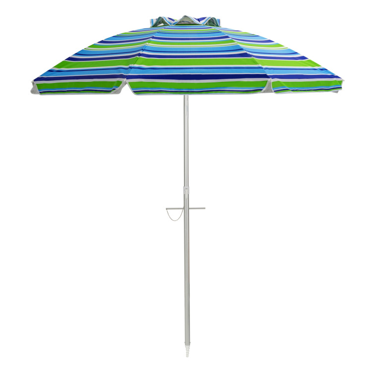 6.5 Feet Beach Umbrella with Sun Shade and Carry Bag without Weight Base-GreenCostway Gallery View 1 of 12