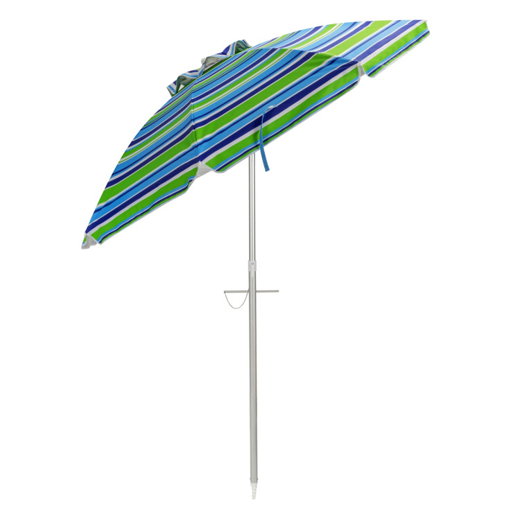 6.5 Feet Beach Umbrella with Sun Shade and Carry Bag without Weight Base-GreenCostway Gallery View 7 of 12