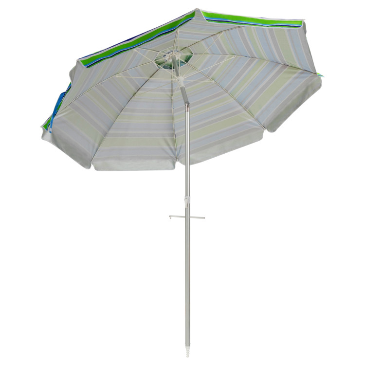 6.5 Feet Beach Umbrella with Sun Shade and Carry Bag without Weight Base-GreenCostway Gallery View 10 of 12