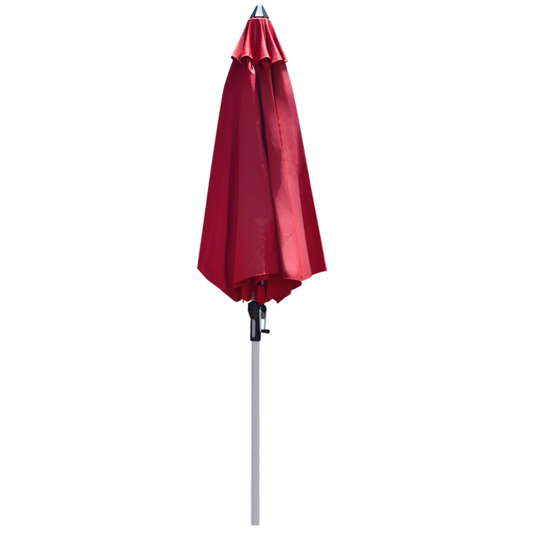 9 Feet Patio Outdoor Market Umbrella with Aluminum Pole without Weight Base-Dark RedCostway Gallery View 10 of 11
