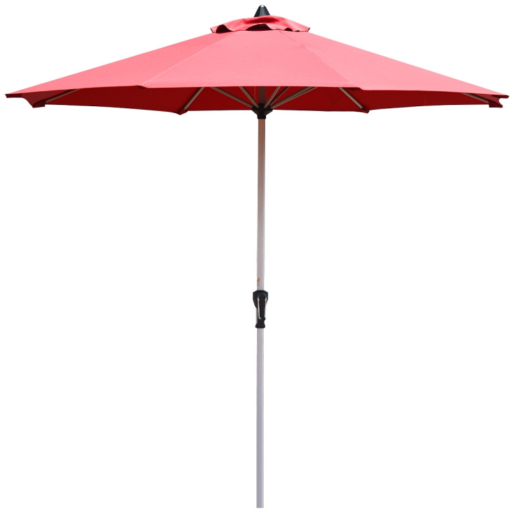 9 Feet Patio Outdoor Market Umbrella with Aluminum Pole without Weight Base-Dark RedCostway Gallery View 1 of 11