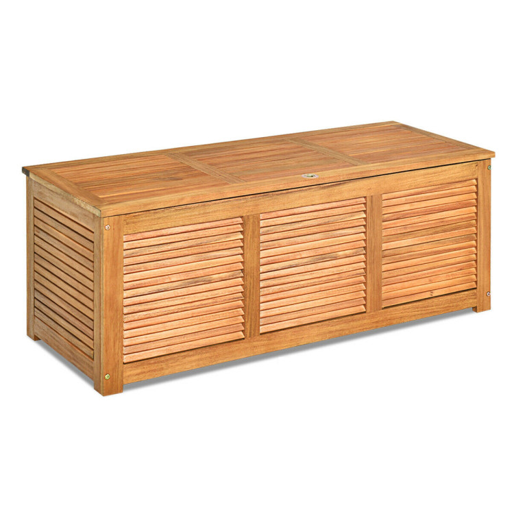 47 Gallon Acacia Wood Storage Bench Box for Patio Garden DeckCostway Gallery View 1 of 12