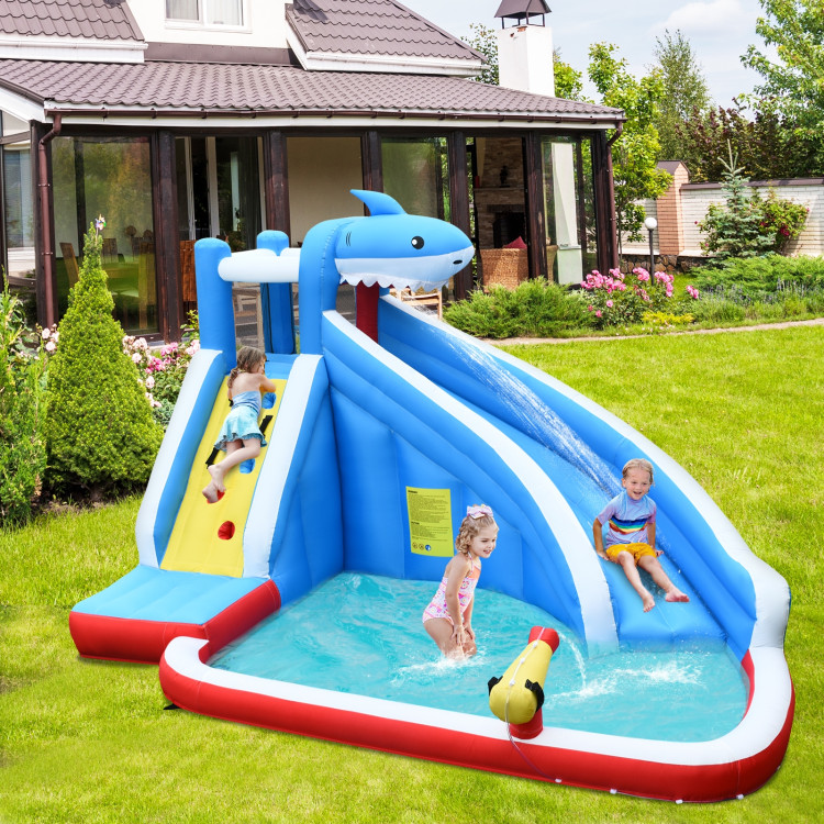 4-in-1 Inflatable Water Slide Park with Long Slide and 735W BlowerCostway Gallery View 1 of 9