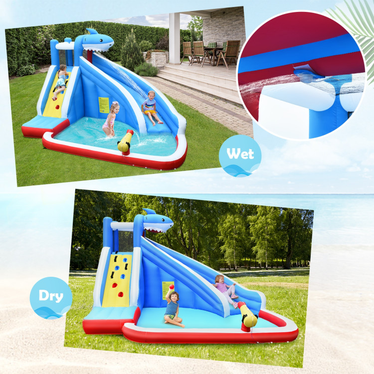 4-in-1 Inflatable Water Slide Park with Long Slide and 735W BlowerCostway Gallery View 6 of 9