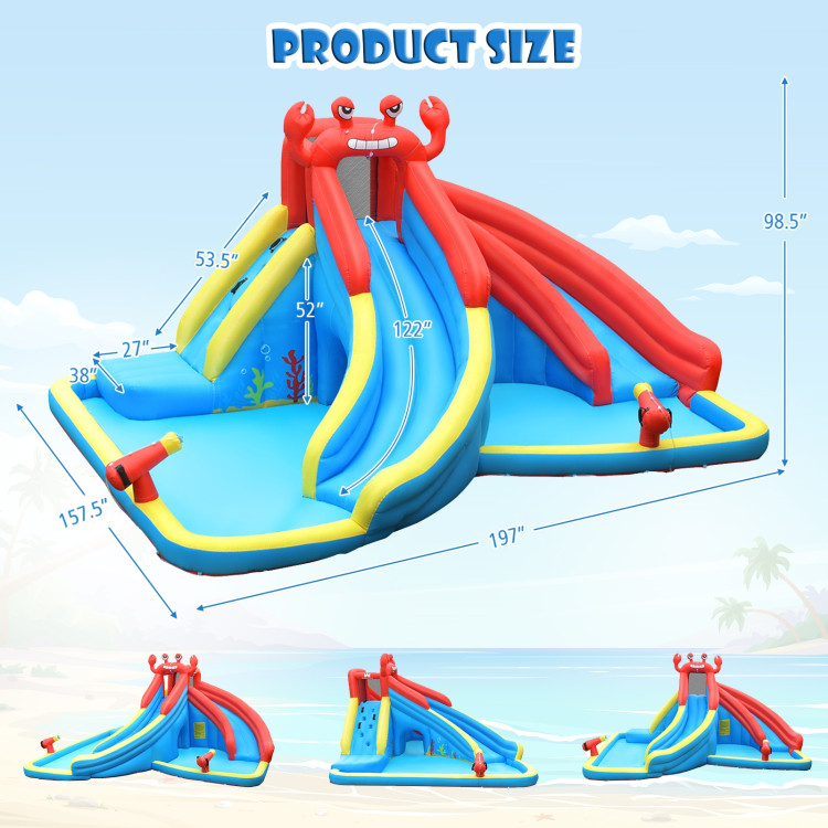 Inflatable Water Slide Crab Dual Slide Bounce House Without BlowerCostway Gallery View 4 of 9