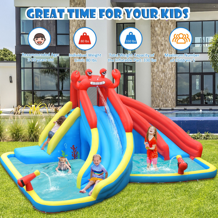 Inflatable Water Slide Crab Dual Slide Bounce House Without BlowerCostway Gallery View 2 of 9