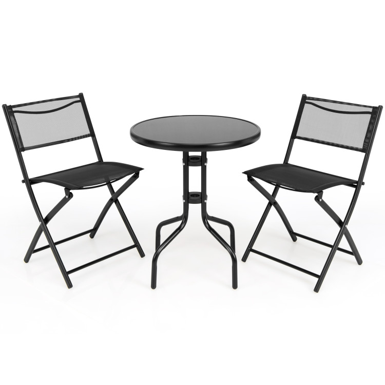 3 Pieces Folding Bistro Table Chairs Set for Indoor and OutdoorCostway Gallery View 1 of 9