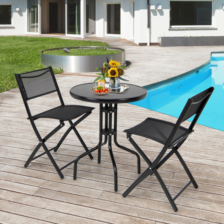 3 Pieces Folding Bistro Table Chairs Set for Indoor and OutdoorCostway Gallery View 6 of 9