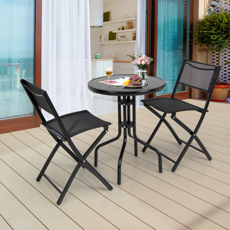 3 Pieces Folding Bistro Table Chairs Set for Indoor and OutdoorCostway Gallery View 8 of 9