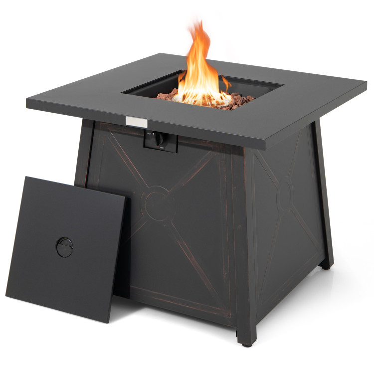 30” Square Propane Gas Fire Table with Waterproof CoverCostway Gallery View 9 of 12