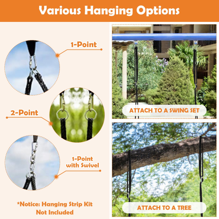 40 Inch Spider Web Tree Swing Kids Outdoor Play Set with Adjustable Ropes-OrangeCostway Gallery View 5 of 8