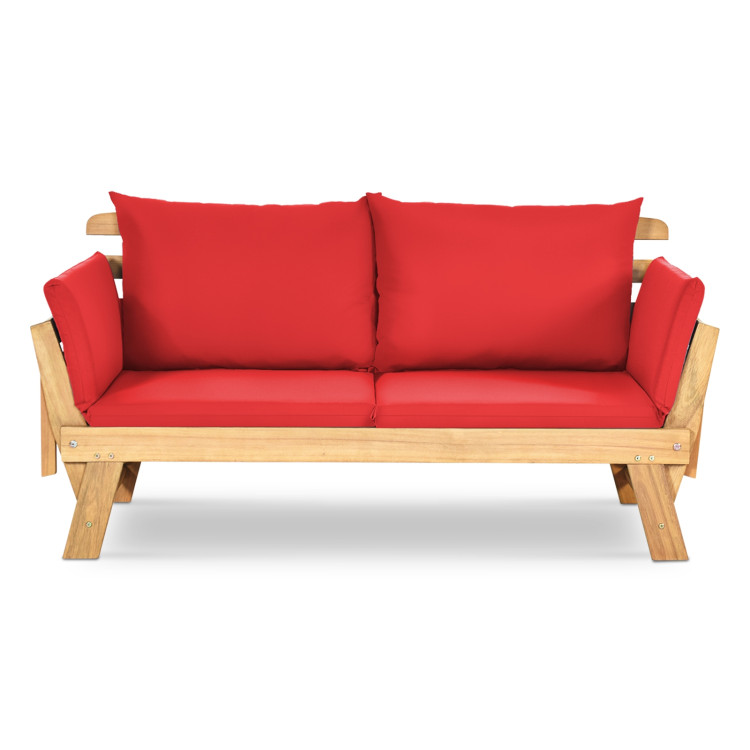 Adjustable  Patio Convertible Sofa with Thick Cushion -RedCostway Gallery View 3 of 14