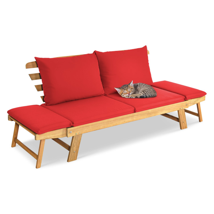 Adjustable  Patio Convertible Sofa with Thick Cushion -RedCostway Gallery View 12 of 14
